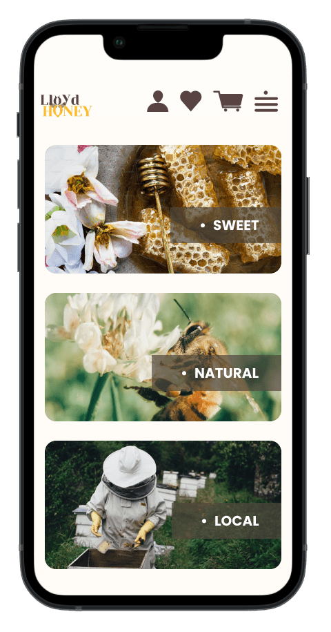Mockup von einem Handy der Seite "Über uns" der Webseite Lloyd Honey